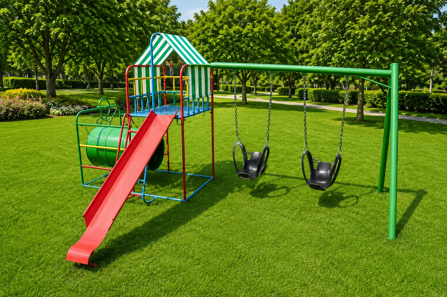 baby jungle gym with tent + 2 swings