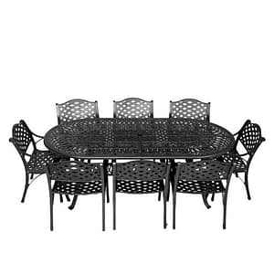 8 seater lattice with 214cm x 110cm elizabeth table (oval)
