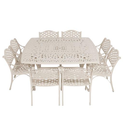 8 seater lattice with 164cm x 164cm elizabeth table (square)