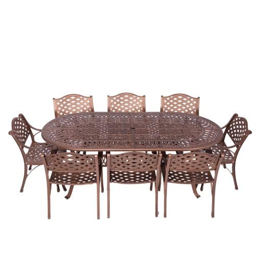 8 seater lattice with 214cm x 110cm elizabeth table (oval)
