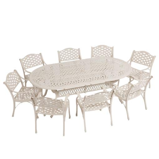 8 seater lattice with 214cm x 110cm elizabeth table (oval)