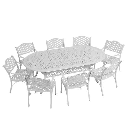 8 seater lattice with 214cm x 110cm elizabeth table (oval)